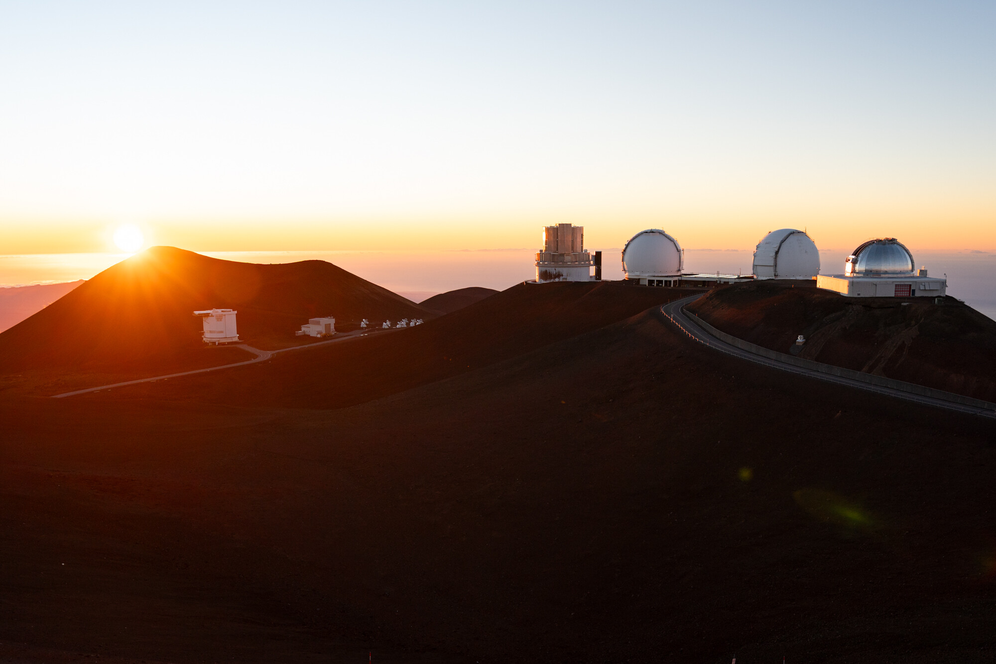Observatories at sunset